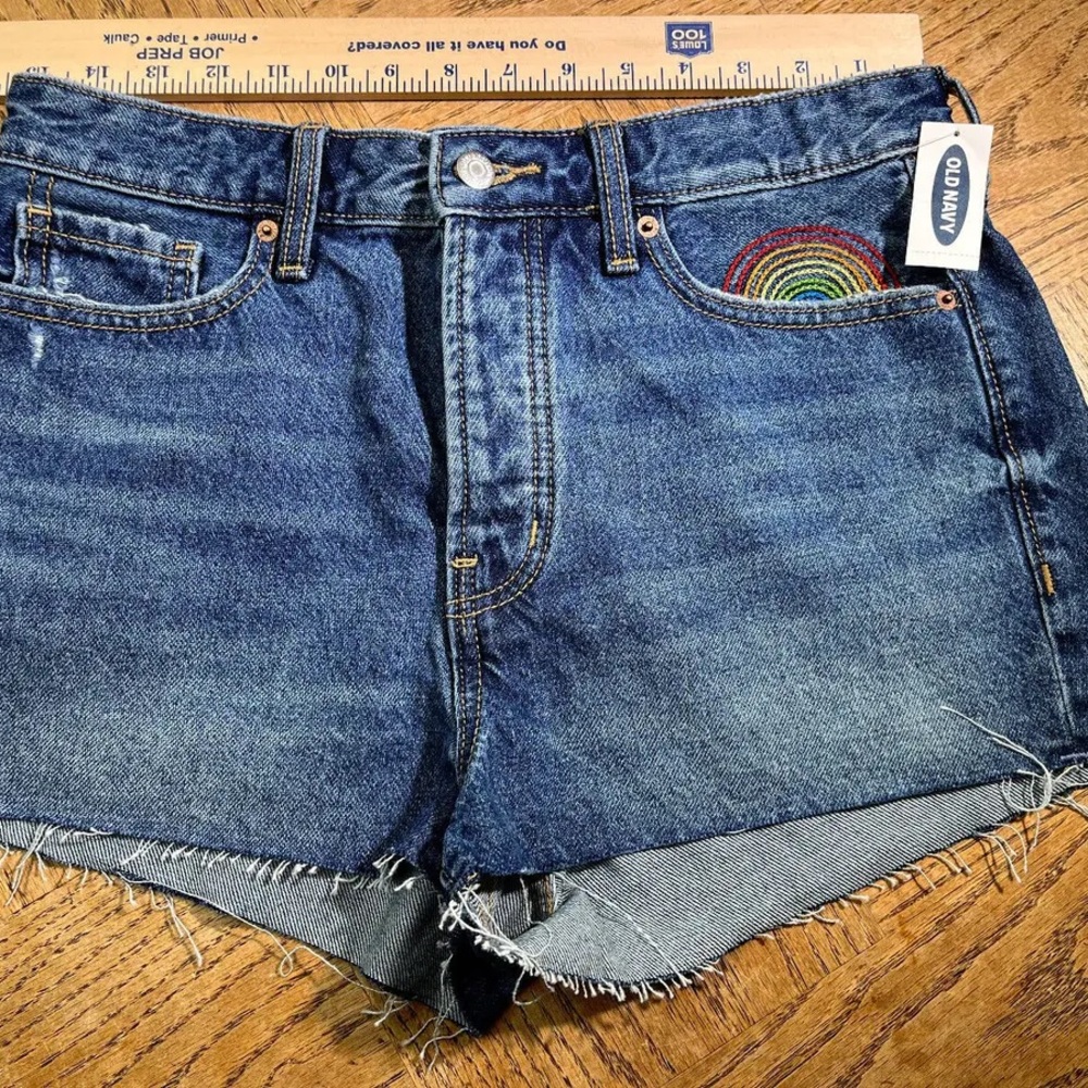 NWT Old Navy Rainbow Embroidered Jean Shorts Size 12